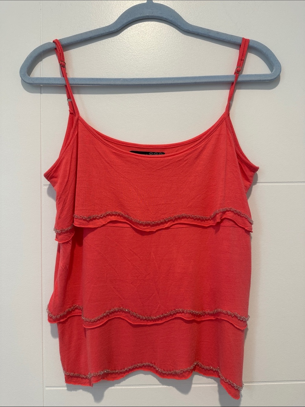Women’s Pink/Red Ruffle Tiered Camisole Tank Top